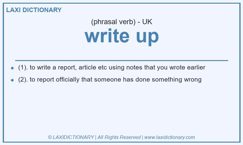 Definition write up in British English