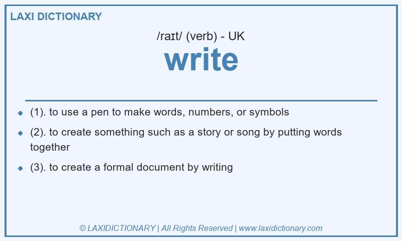 Definition write in British English
