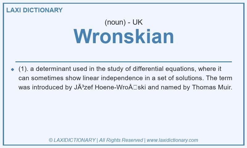 Definition Wronskian in British English