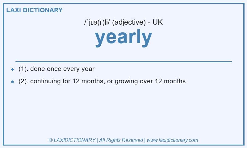 Definition yearly in British English