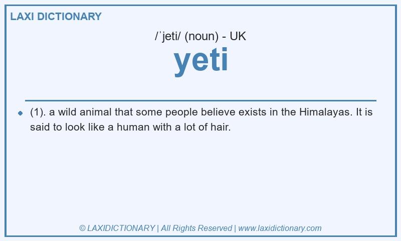Definition yeti in British English