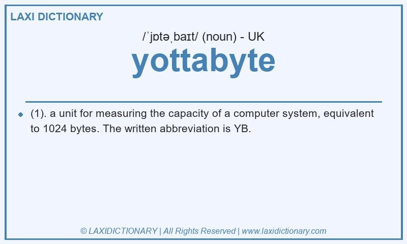 Definition yottabyte in British English