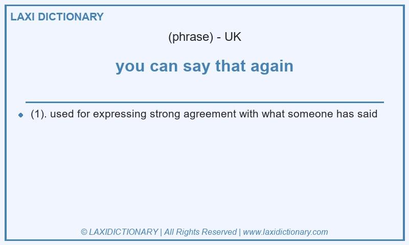 Definition you can say that again in British English