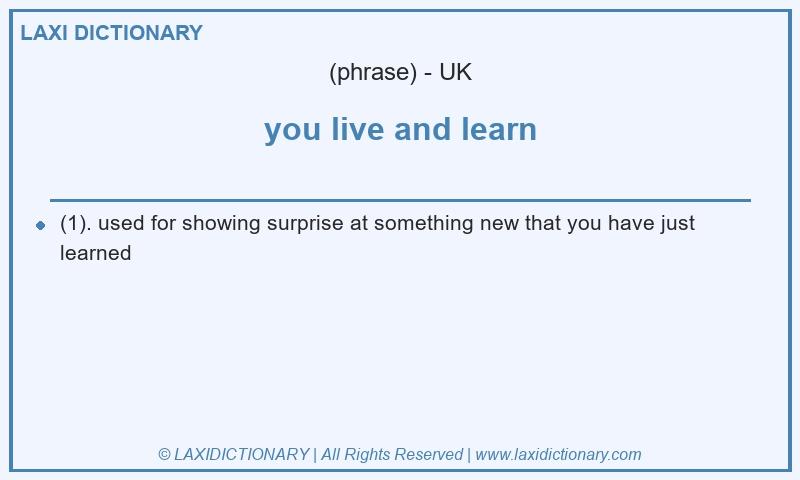 Definition you live and learn in British English