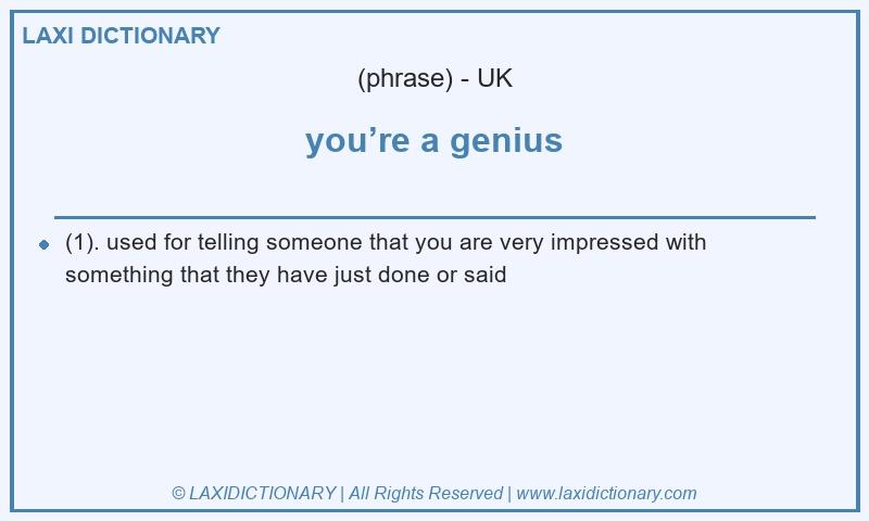 Definition you’re a genius in British English