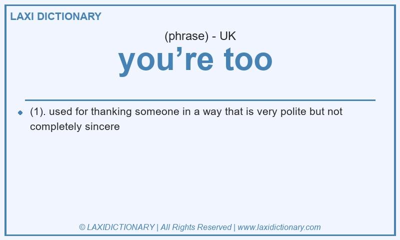 Definition you’re too  in British English