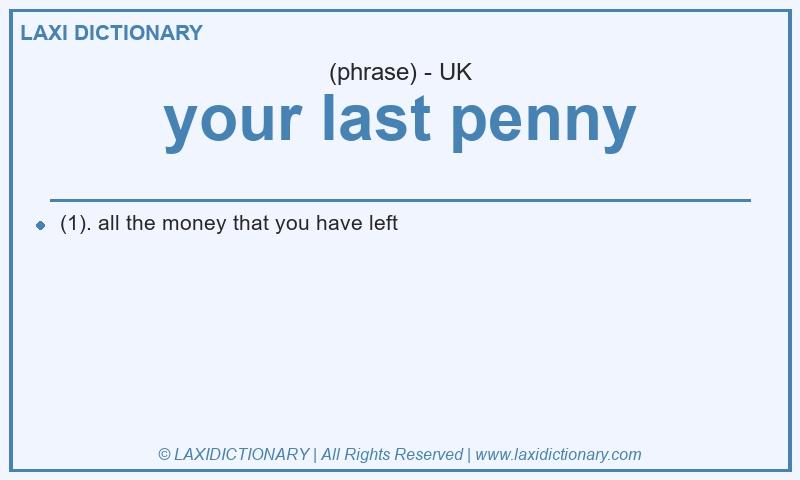 Definition your last penny in British English