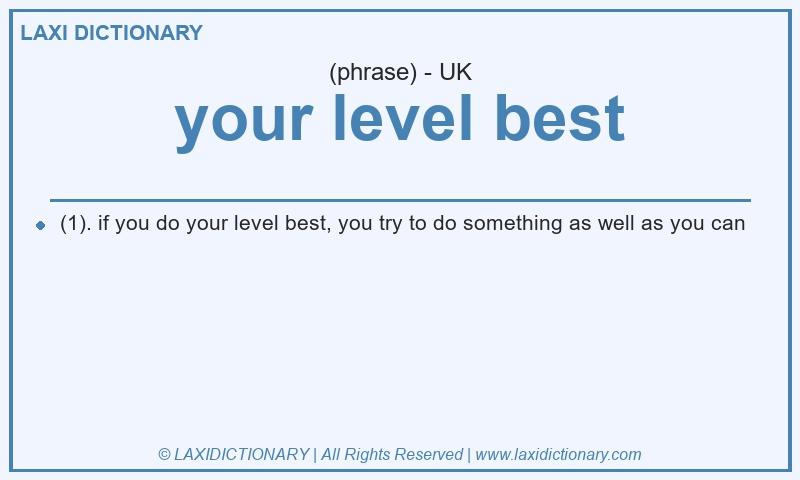 Definition your level best in British English