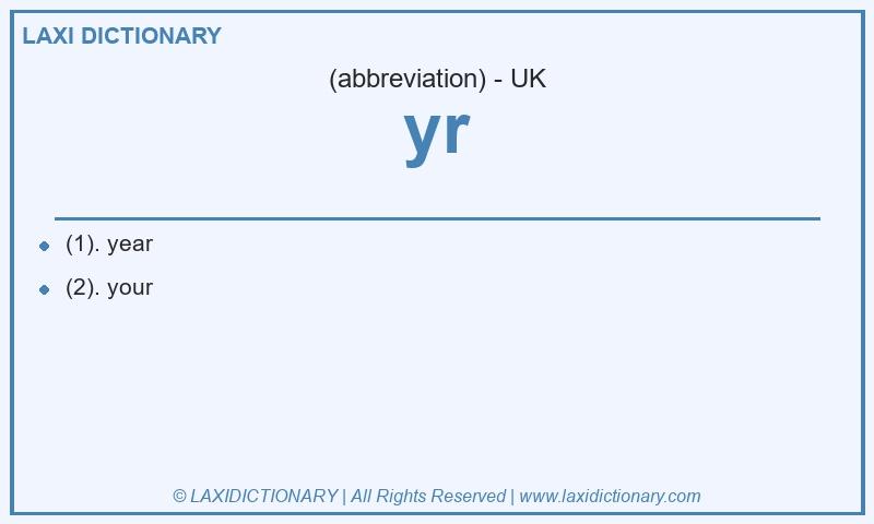 Definition yr in British English