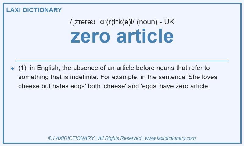 Definition zero article in British English