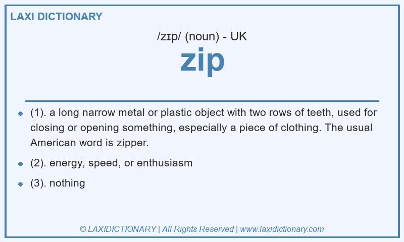 Definition zip in British English